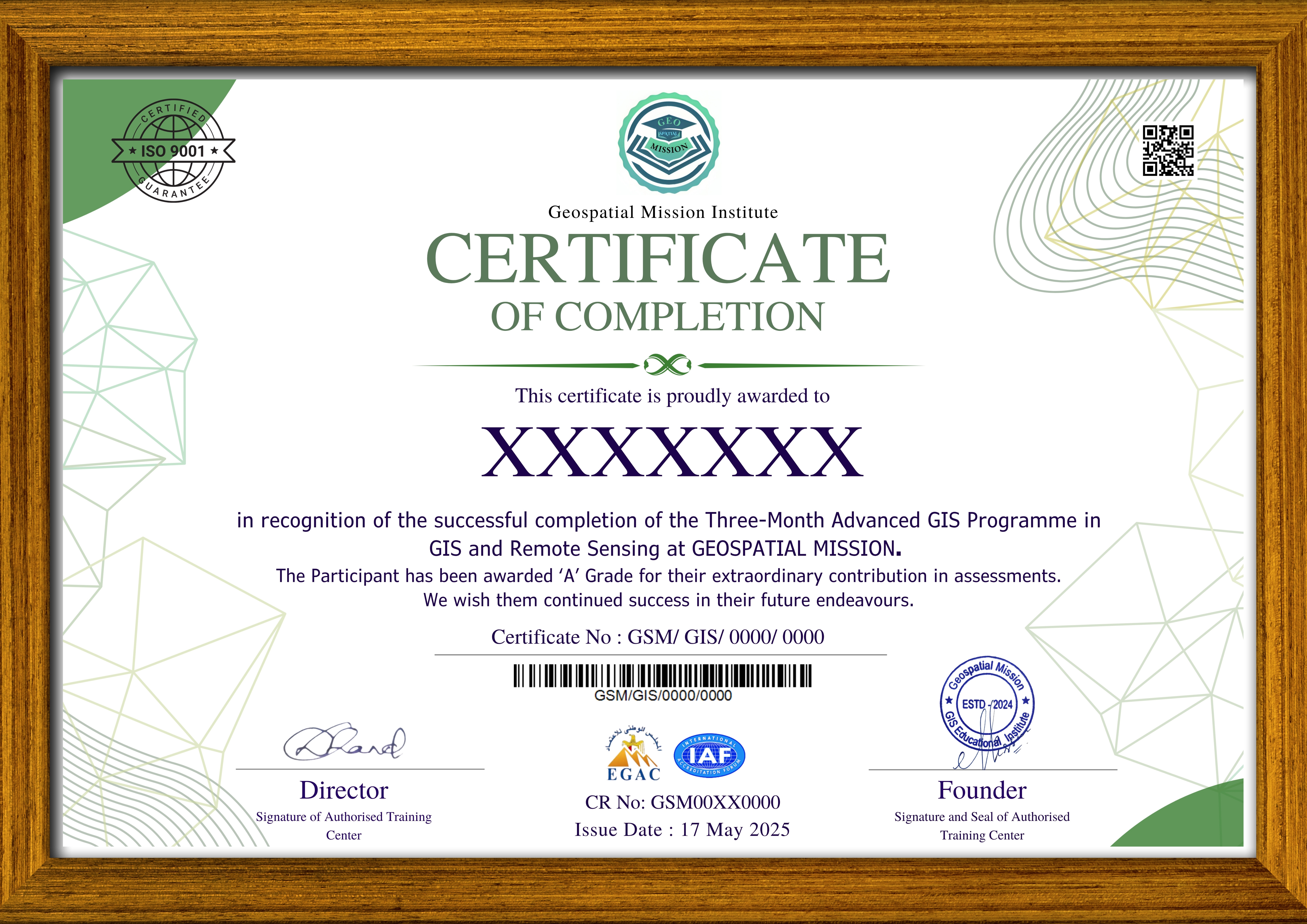 Geospatial Mission Certificate